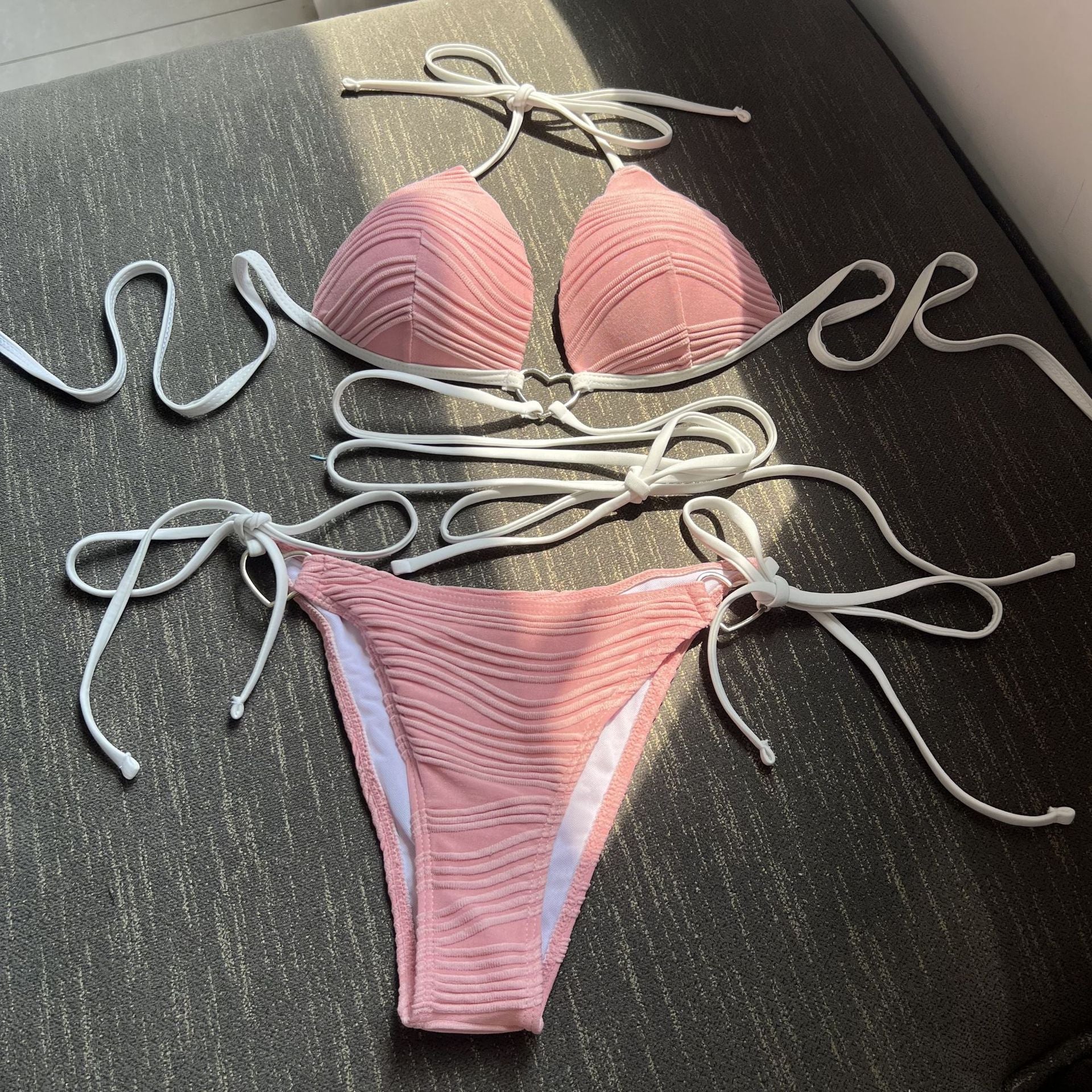 2026 Sexy Heart-Shaped Drawstring Bikini Swimsuit