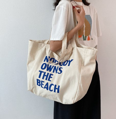 Canvas Letter Tote Bag, Shoulder Crossbody Bag
