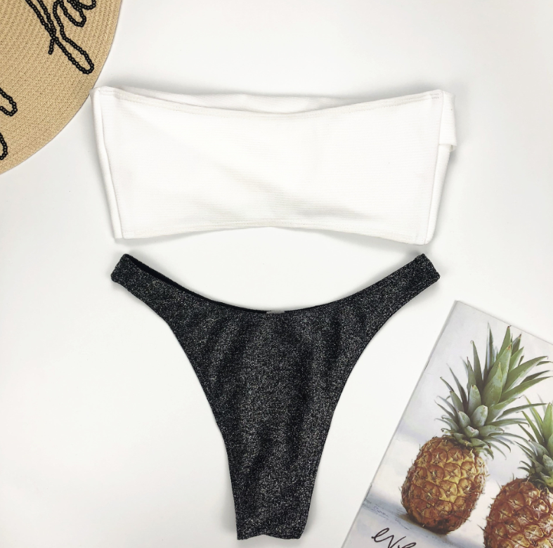 Women's Shimmering Irregular Cutout Bikini Set