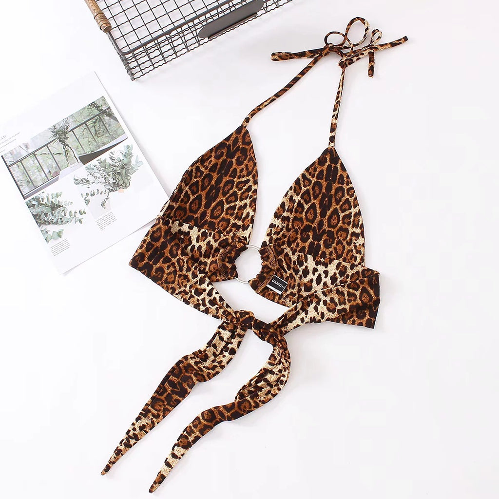 Leopard Print Crop Top Bikini