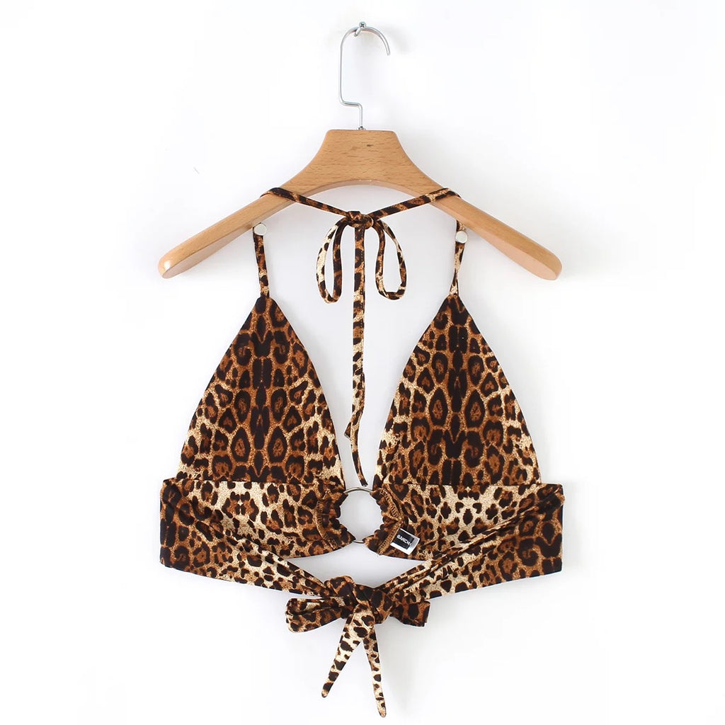 Leopard Print Crop Top Bikini