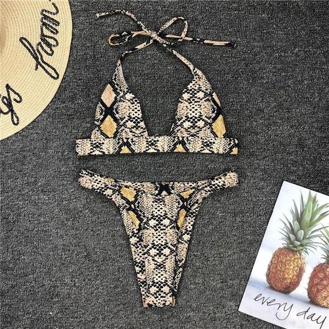 Snake Print Women's Bikini Two-Piece Swimsuit