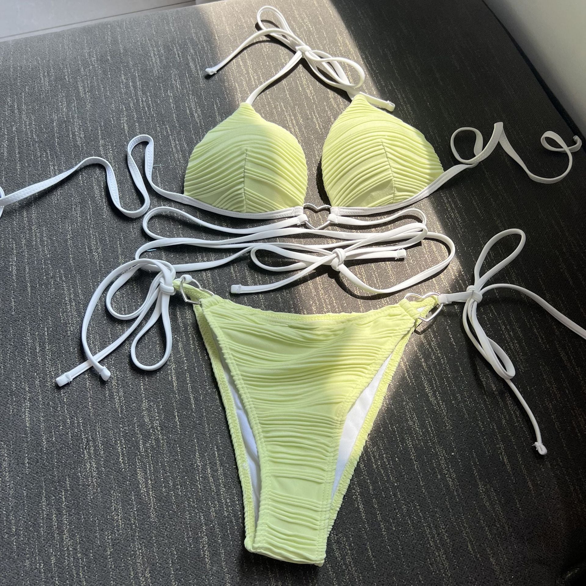 2026 Sexy Heart-Shaped Drawstring Bikini Swimsuit